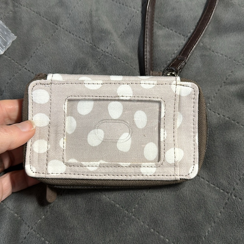 New Thirty-One Beige Polka Dot Wristlet - Picture 4 of 5